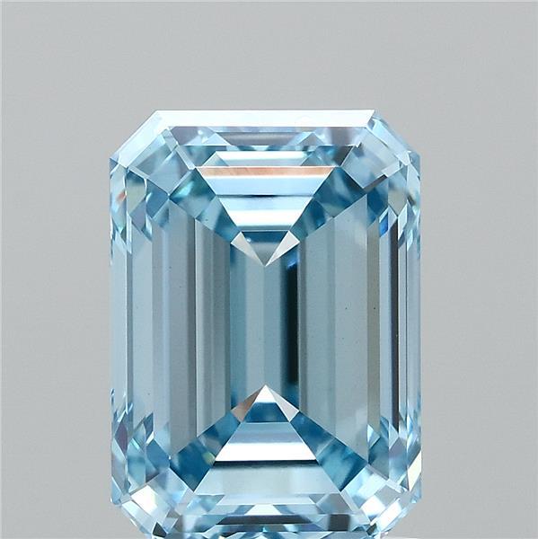 2.06 Carat Emerald Lab Grown Diamond, Fancy Vivid Blue Color, VVS2 Clarity