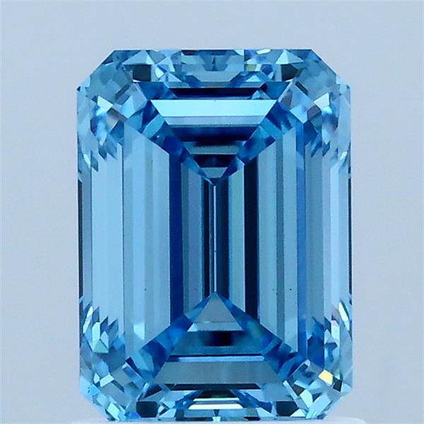 1.50 Carat Emerald Lab Grown Diamond, Fancy Vivid Blue Color, VS1 Clarity