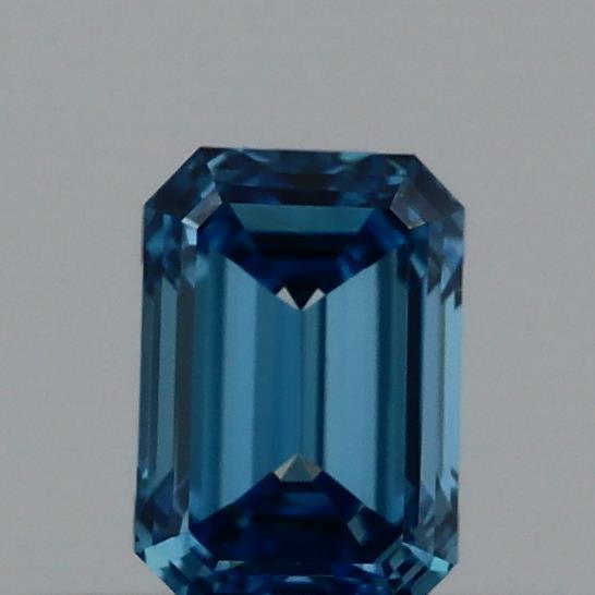 0.39 Carat Emerald Lab Grown Diamond, Fancy Vivid Blue Color, VVS2 Clarity