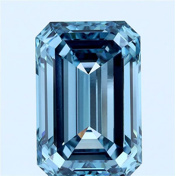 10.12 Carat Emerald Lab Grown Diamond, Fancy Vivid Blue Color, VVS2 Clarity