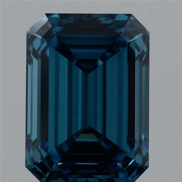 2.50 Carat Emerald Lab Grown Diamond, Fancy Vivid Blue Color, VS1 Clarity