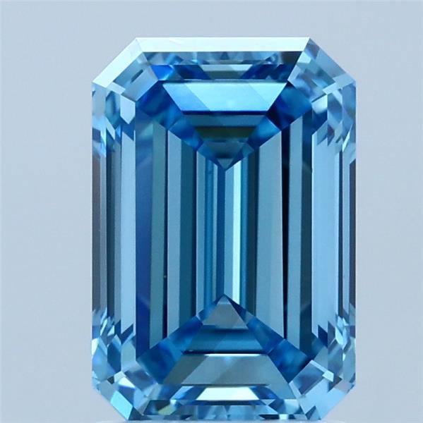 2.04 Carat Emerald Lab Grown Diamond, Fancy Vivid Blue Color, VS2 Clarity
