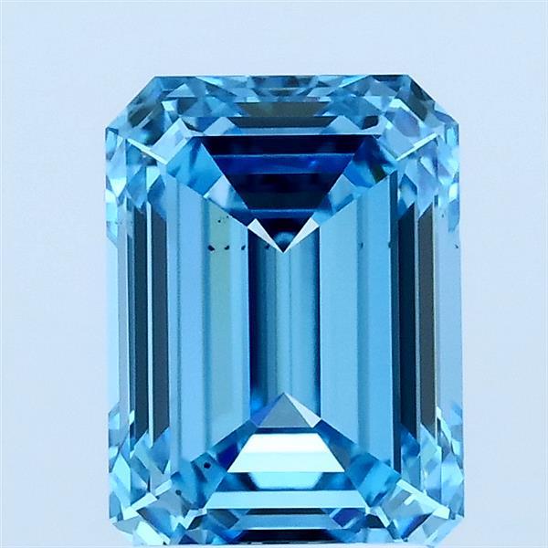 2.03 Carat Emerald Lab Grown Diamond, Fancy Vivid Blue Color, VS2 Clarity