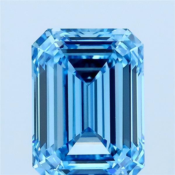 2.01 Carat Emerald Lab Grown Diamond, Fancy Vivid Blue Color, VVS2 Clarity