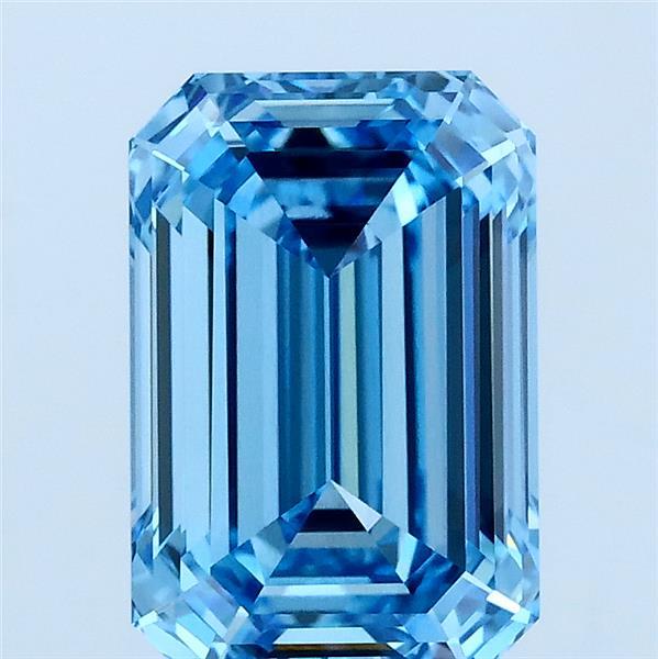 2.55 Carat Emerald Lab Grown Diamond, Fancy Vivid Blue Color, VS1 Clarity