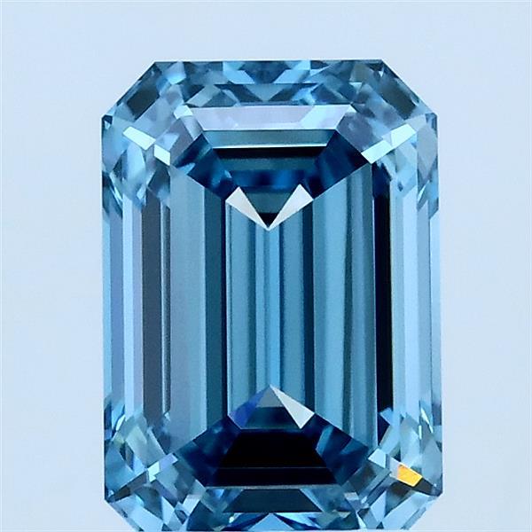 2.09 Carat Emerald Lab Grown Diamond, Fancy Vivid Blue Color, VVS2 Clarity