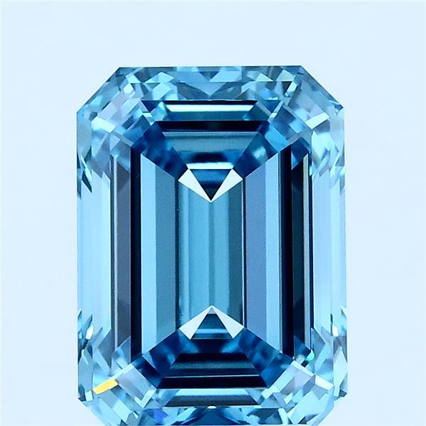 3.04 Carat Emerald Lab Grown Diamond, Fancy Vivid Blue Color, VS1 Clarity