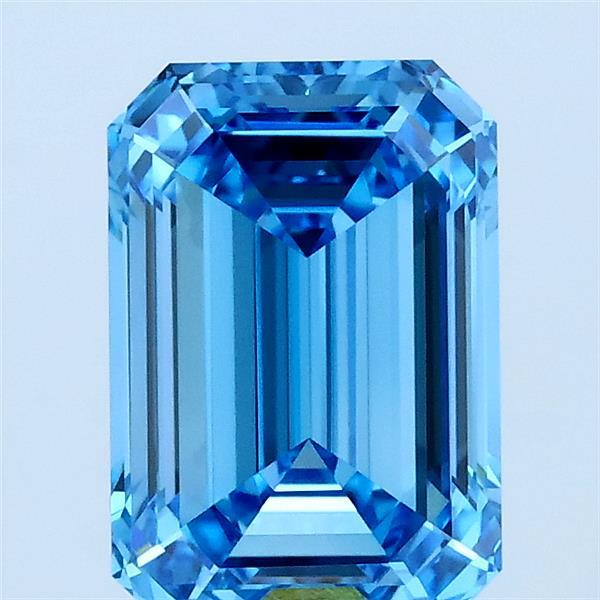 2.08 Carat Emerald Lab Grown Diamond, Fancy Vivid Blue Color, VVS1 Clarity