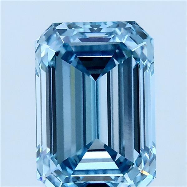 2.08 Carat Emerald Lab Grown Diamond, Fancy Vivid Blue Color, VVS2 Clarity