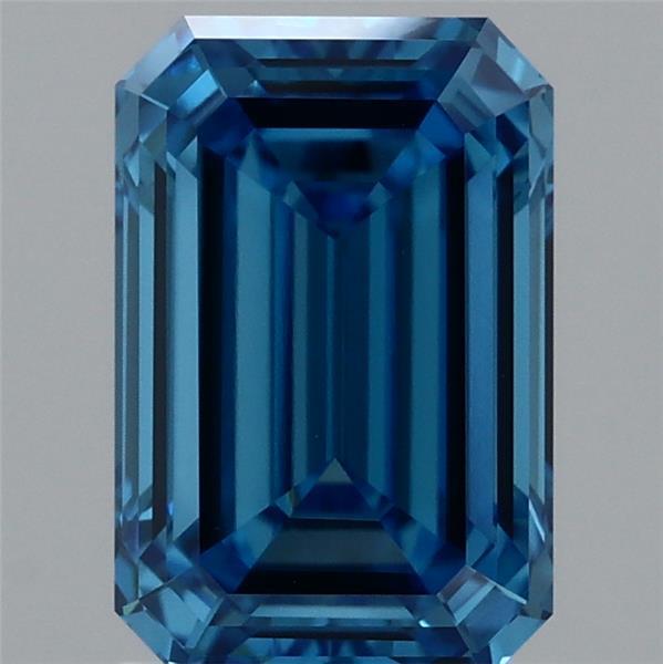 1.60 Carat Emerald Lab Grown Diamond, Fancy Vivid Blue Color, VVS2 Clarity