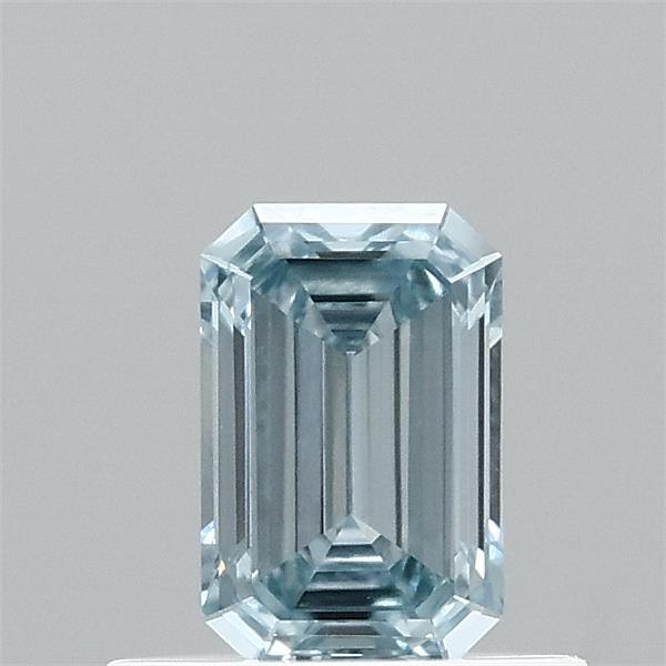 0.45 Carat Emerald Lab Grown Diamond, Fancy Intense Blue Color, VVS2 Clarity