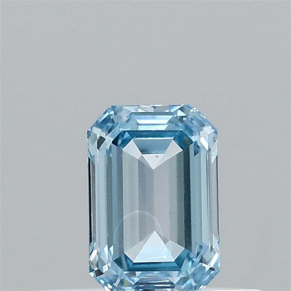 0.32 Carat Emerald Lab Grown Diamond, Fancy Intense Blue Color, VS1 Clarity