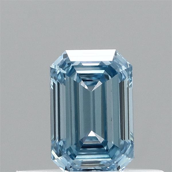 0.32 Carat Emerald Lab Grown Diamond, Fancy Vivid Blue Color, VVS1 Clarity
