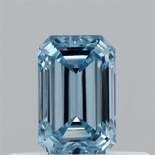 0.36 Carat Emerald Lab Grown Diamond, Fancy Vivid Blue Color, VVS1 Clarity