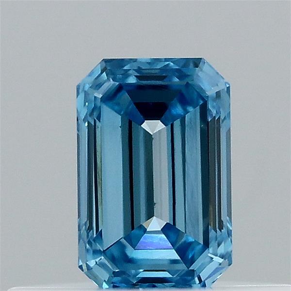 0.31 Carat Emerald Lab Grown Diamond, Fancy Vivid Blue Color, VS1 Clarity