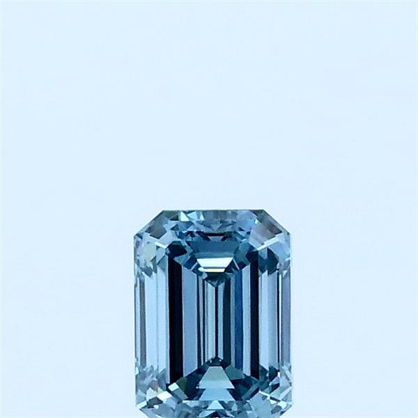0.32 Carat Emerald Lab Grown Diamond, Fancy Vivid Blue Color, VS1 Clarity