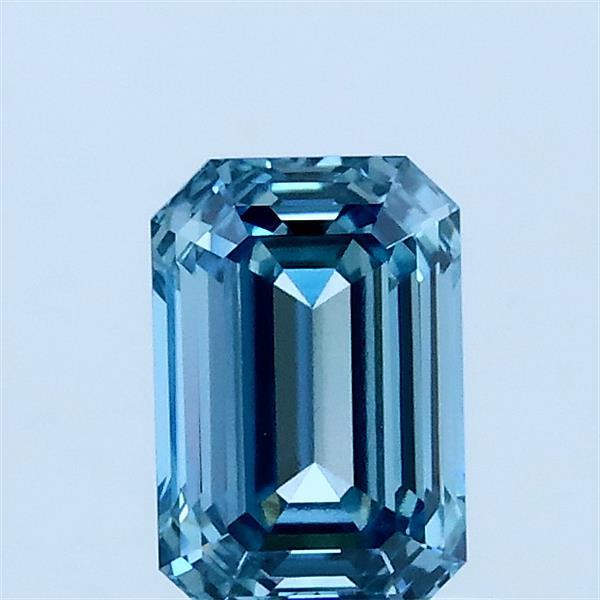 0.85 Carat Emerald Lab Grown Diamond, Fancy Vivid Blue Color, VVS2 Clarity