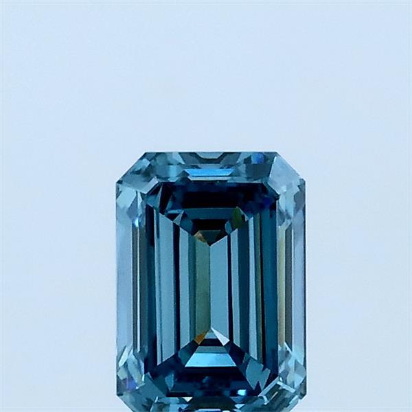 0.57 Carat Emerald Lab Grown Diamond, Fancy Vivid Blue Color, VVS1 Clarity
