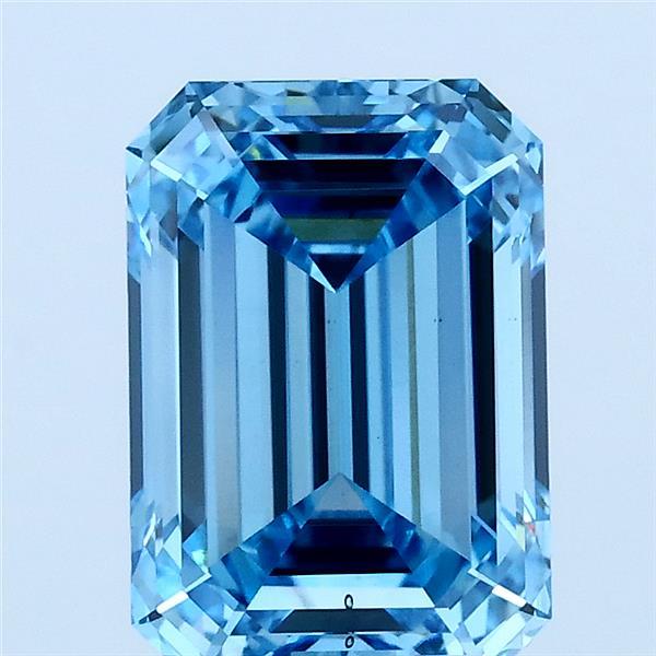 2.83 Carat Emerald Lab Grown Diamond, Fancy Vivid Blue Color, VS2 Clarity