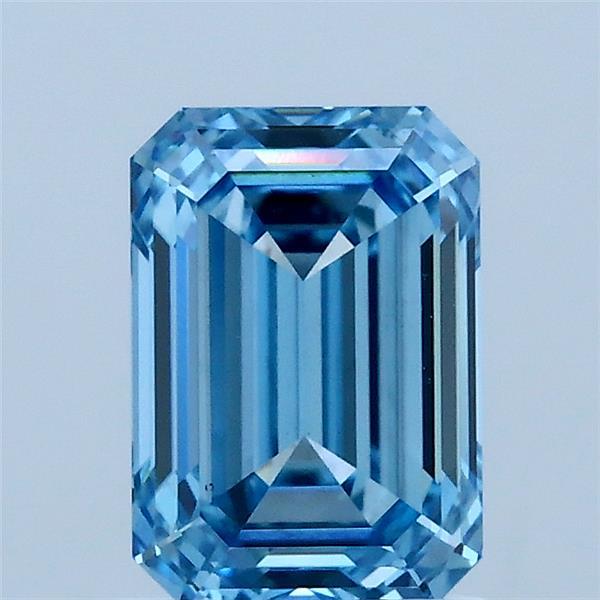 1.57 Carat Emerald Lab Grown Diamond, Fancy Vivid Blue Color, VS1 Clarity