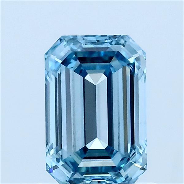 1.04 Carat Emerald Lab Grown Diamond, Fancy Vivid Blue Color, VS1 Clarity