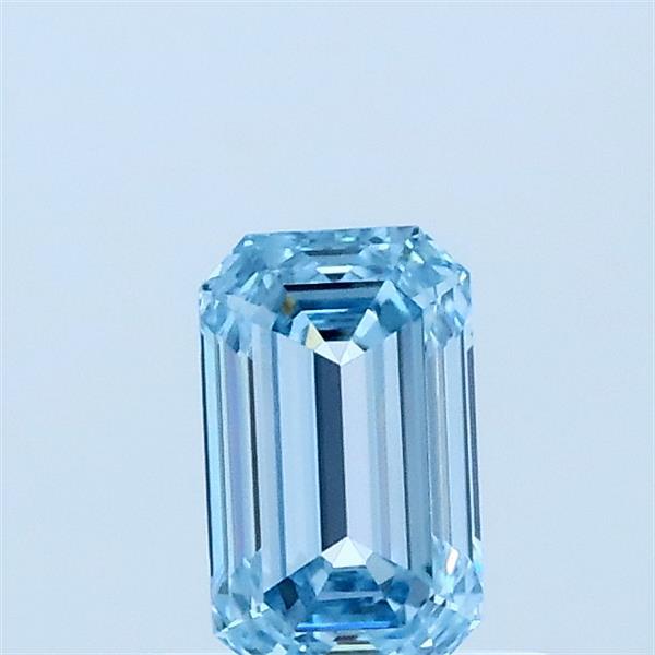 0.48 Carat Emerald Lab Grown Diamond, Fancy Vivid Blue Color, VVS2 Clarity