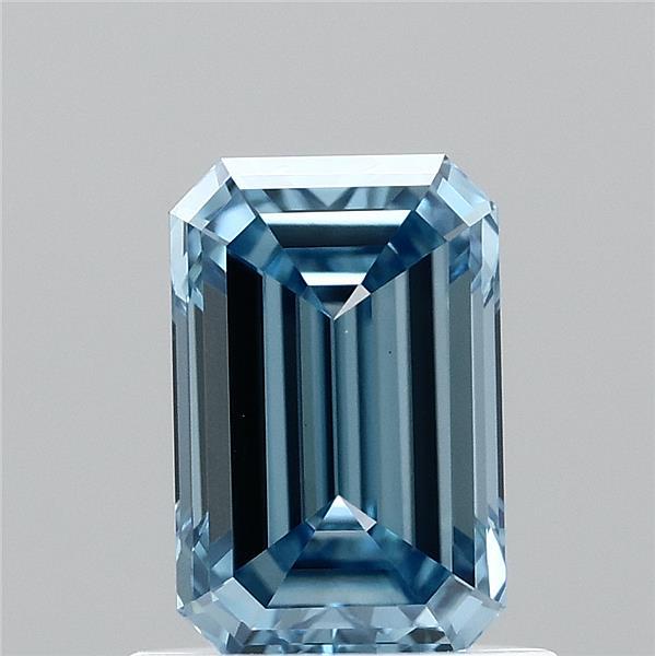 0.96 Carat Emerald Lab Grown Diamond, Fancy Vivid Blue Color, VS1 Clarity