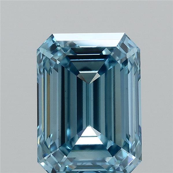 1.51 Carat Emerald Lab Grown Diamond, Fancy Vivid Blue Color, VS1 Clarity