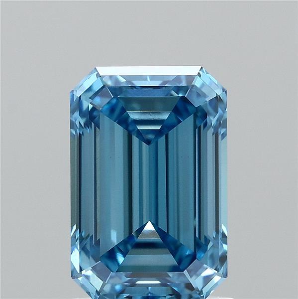 1.63 Carat Emerald Lab Grown Diamond, Fancy Vivid Blue Color, VVS2 Clarity