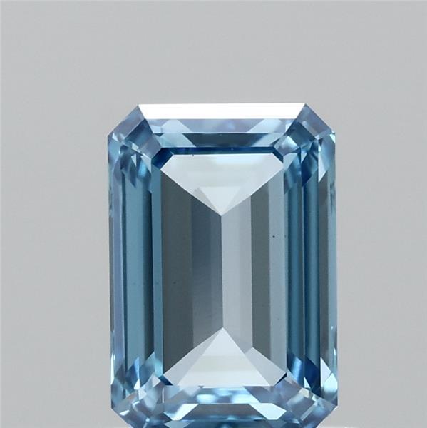 0.90 Carat Emerald Lab Grown Diamond, Fancy Vivid Blue Color, VS1 Clarity