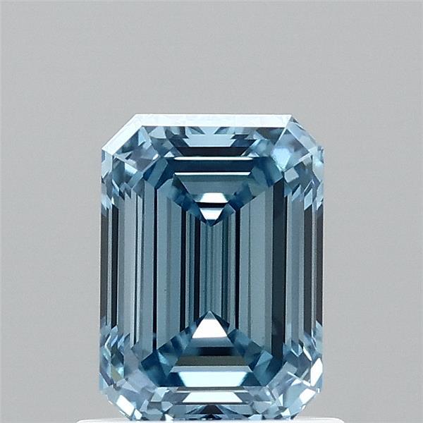 1.06 Carat Emerald Lab Grown Diamond, Fancy Vivid Blue Color, VVS2 Clarity