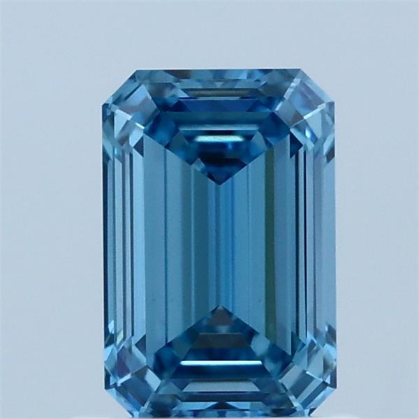 1.04 Carat Emerald Lab Grown Diamond, Fancy Vivid Blue Color, VVS2 Clarity