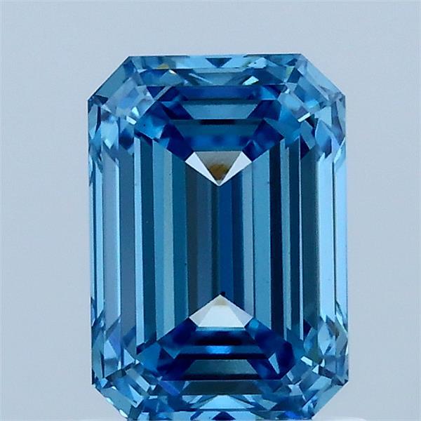 1.40 Carat Emerald Lab Grown Diamond, Fancy Vivid Blue Color, VS1 Clarity