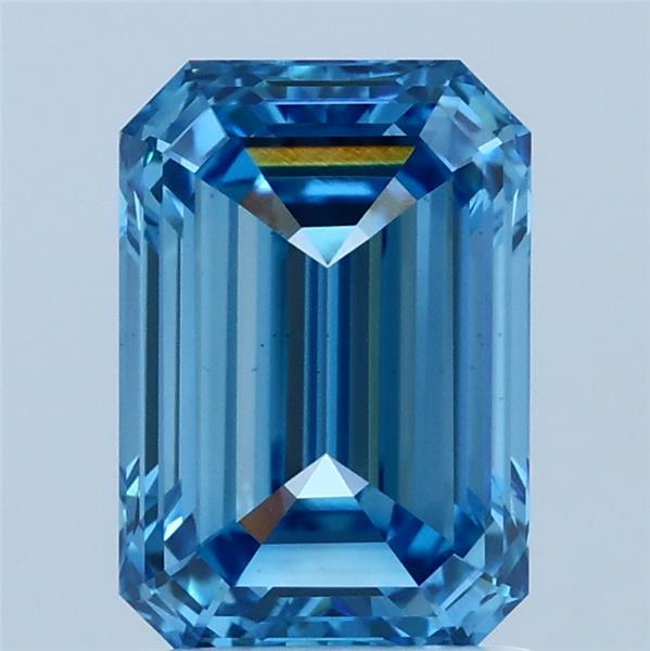 2.00 Carat Emerald Lab Grown Diamond, Fancy Vivid Blue Color, VS1 Clarity