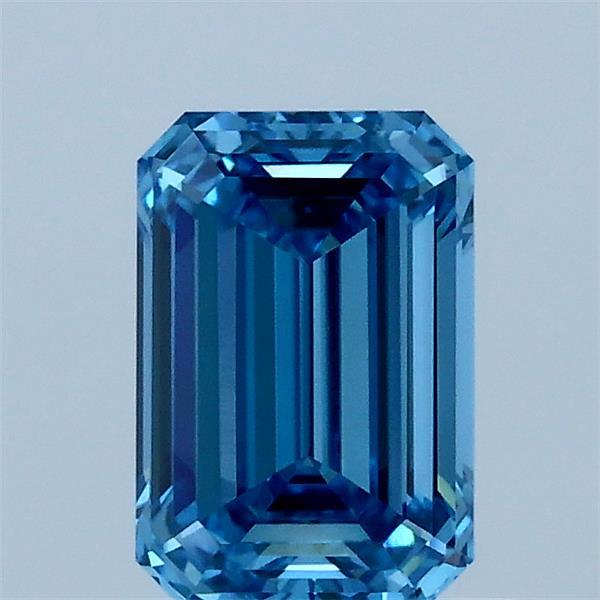 1.02 Carat Emerald Lab Grown Diamond, Fancy Vivid Blue Color, VVS2 Clarity