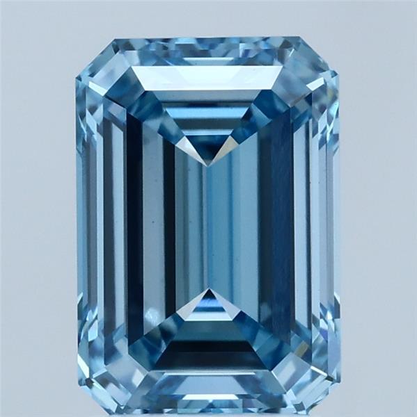 2.52 Carat Emerald Lab Grown Diamond, Fancy Vivid Blue Color, VS1 Clarity