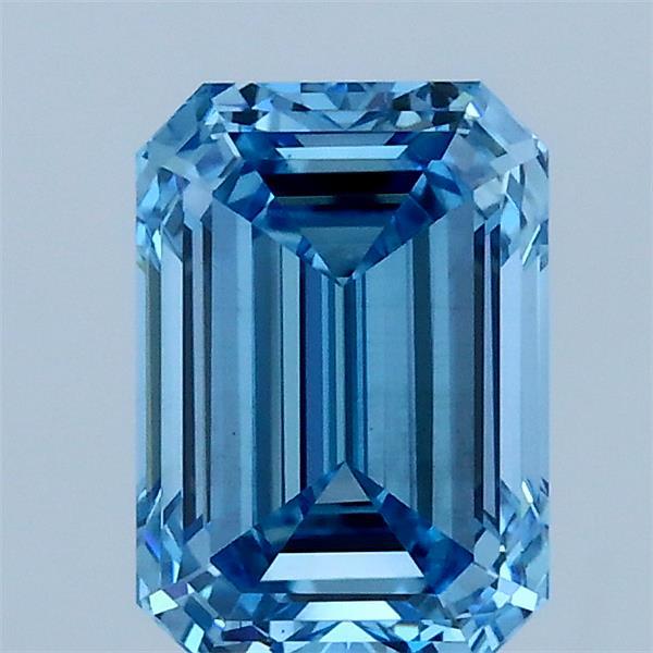 1.51 Carat Emerald Lab Grown Diamond, Fancy Vivid Blue Color, VS1 Clarity