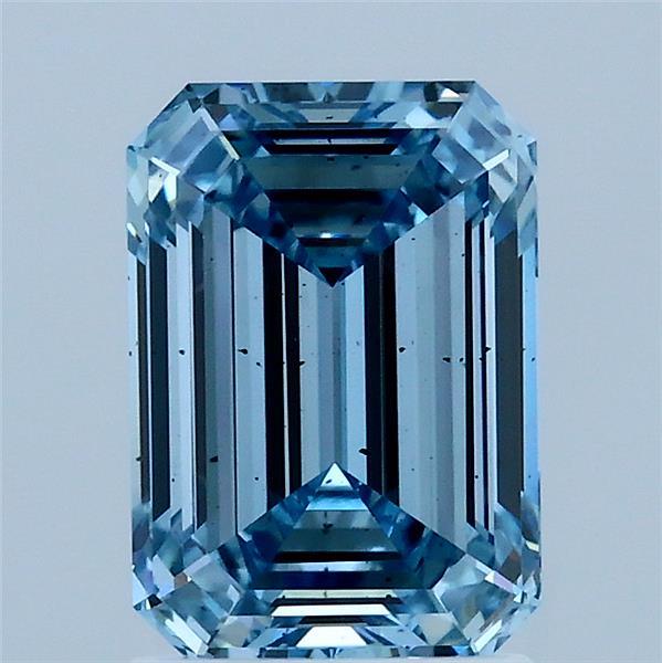 1.93 Carat Emerald Lab Grown Diamond, Fancy Vivid Blue Color, SI1 Clarity