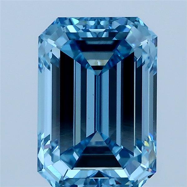 2.00 Carat Emerald Lab Grown Diamond, Fancy Vivid Blue Color, VS1 Clarity