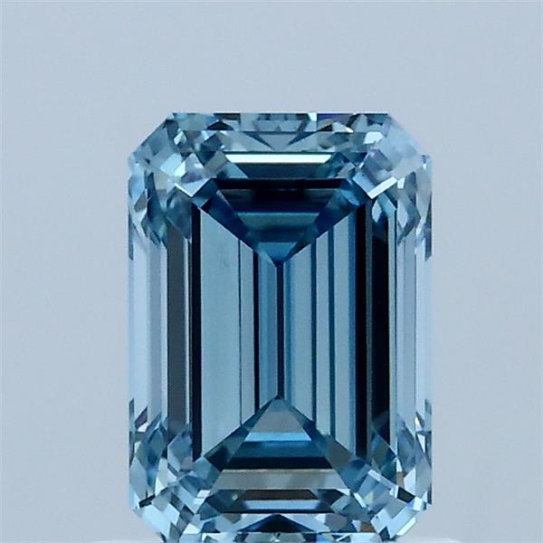 1.03 Carat Emerald Lab Grown Diamond, Fancy Vivid Blue Color, VS1 Clarity