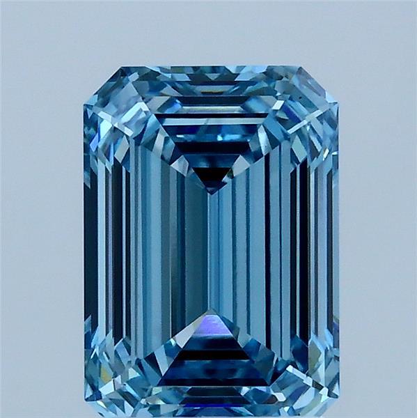 2.06 Carat Emerald Lab Grown Diamond, Fancy Vivid Blue Color, VS1 Clarity