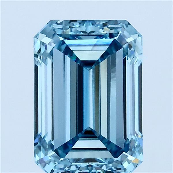 2.01 Carat Emerald Lab Grown Diamond, Fancy Vivid Blue Color, VVS2 Clarity