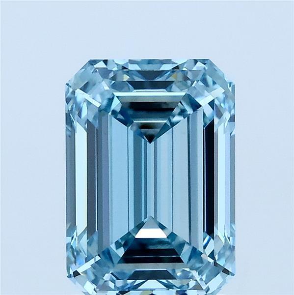 1.92 Carat Emerald Lab Grown Diamond, Fancy Vivid Blue Color, VS1 Clarity