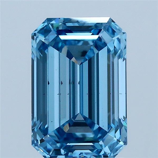 2.06 Carat Emerald Lab Grown Diamond, Fancy Vivid Blue Color, VS2 Clarity