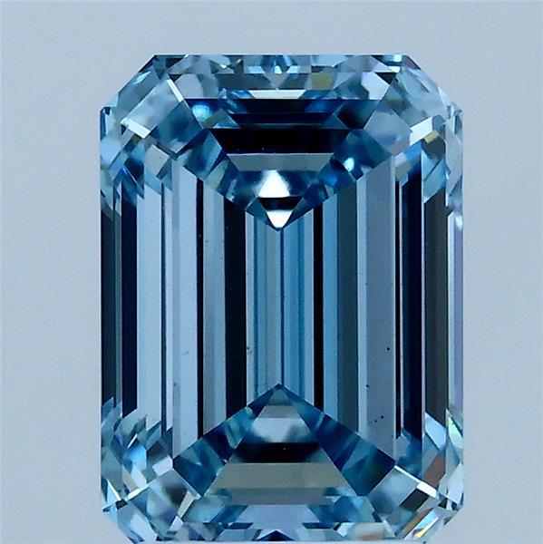 2.50 Carat Emerald Lab Grown Diamond, Fancy Vivid Blue Color, VS2 Clarity