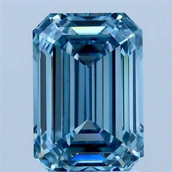 2.20 Carat Emerald Lab Grown Diamond, Fancy Vivid Blue Color, VS1 Clarity