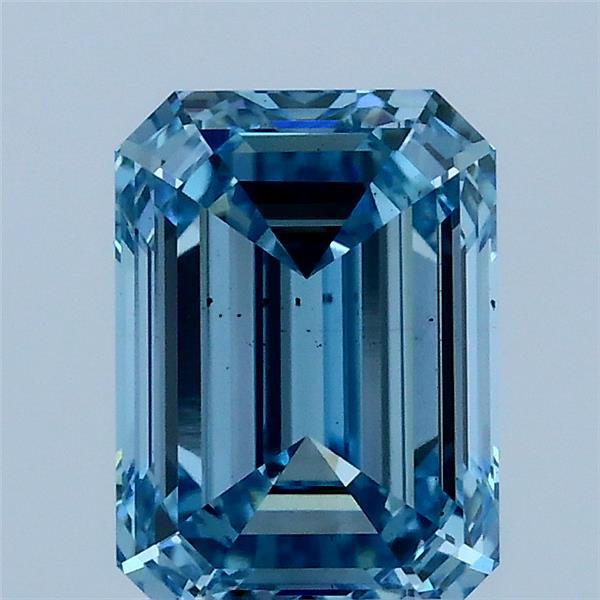 2.00 Carat Emerald Lab Grown Diamond, Fancy Vivid Blue Color, VS2 Clarity