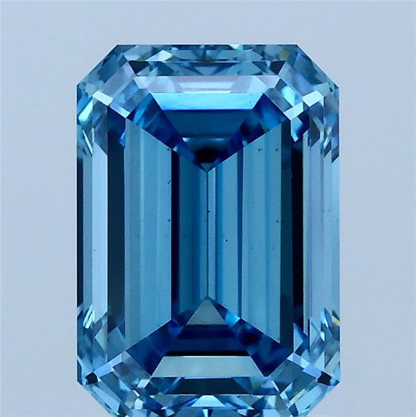 2.20 Carat Emerald Lab Grown Diamond, Fancy Vivid Blue Color, VS2 Clarity
