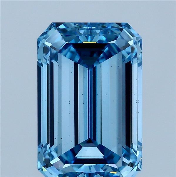 3.00 Carat Emerald Lab Grown Diamond, Fancy Vivid Blue Color, VS2 Clarity