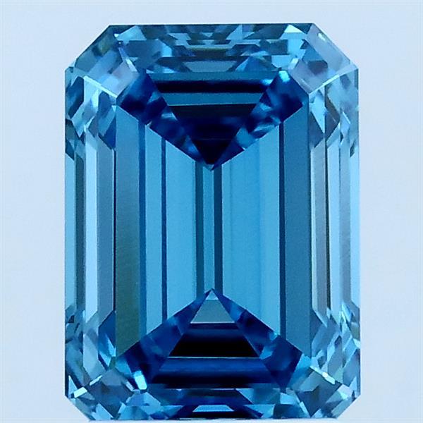 2.00 Carat Emerald Lab Grown Diamond, Fancy Vivid Blue Color, VVS2 Clarity